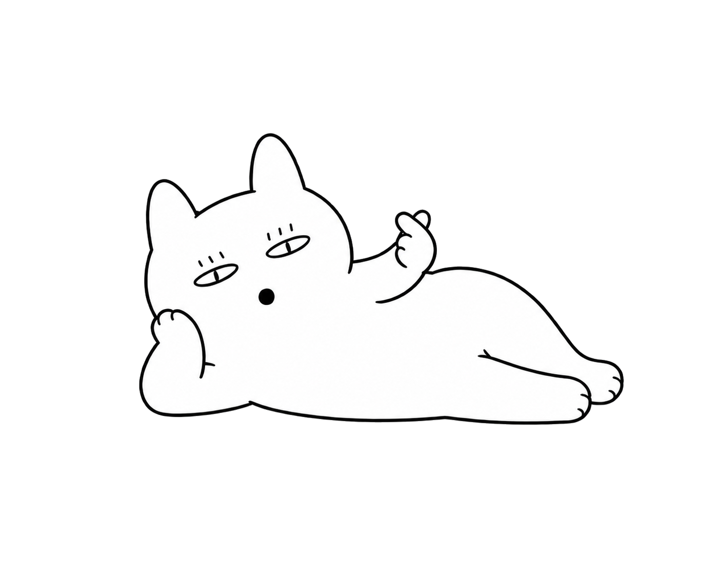 Mochi reclining on the Mochi wordmark